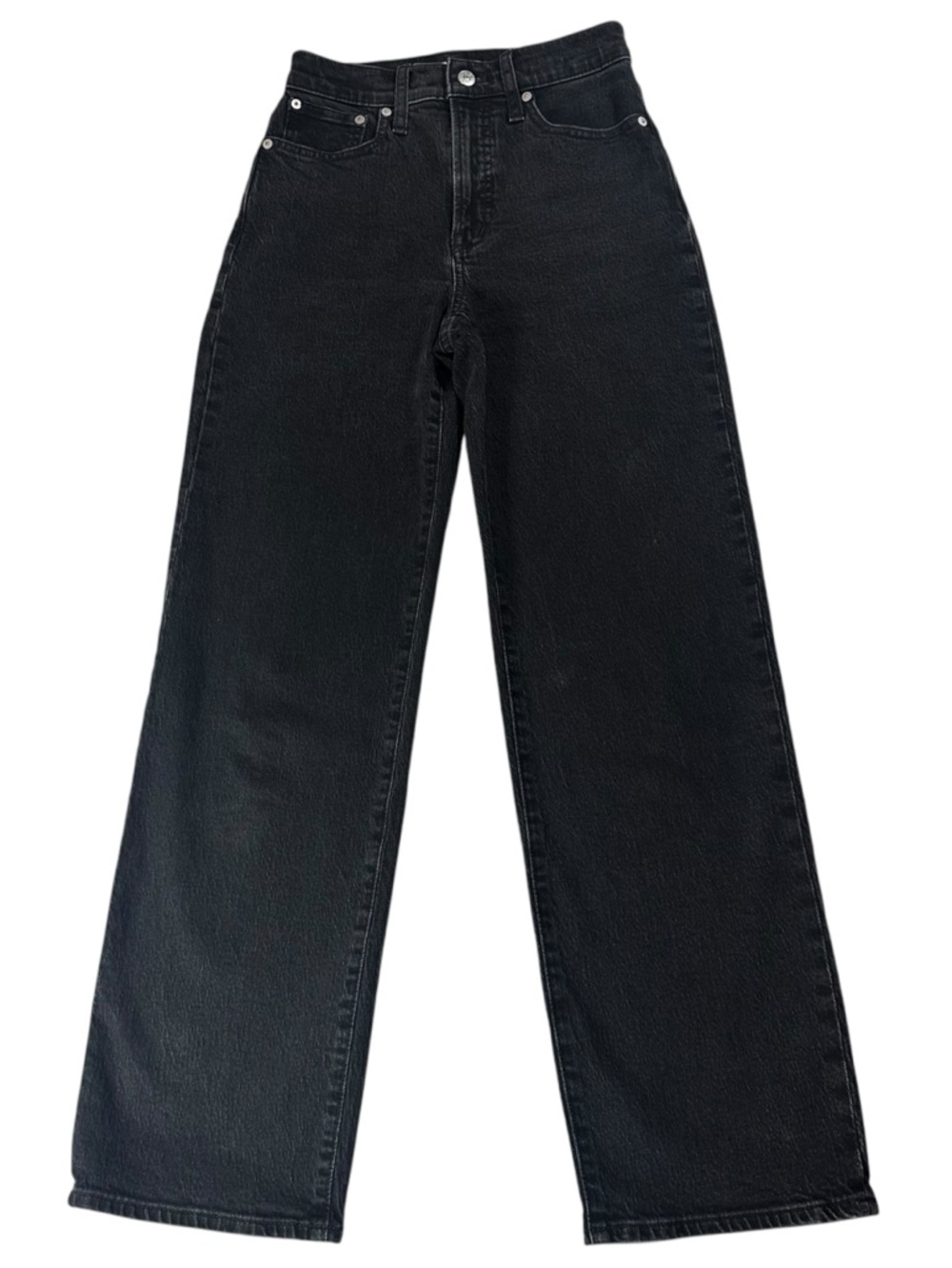 Madewell Perfect Vintage Wide Leg Jeans High Rise Black Wash Denim Size 24